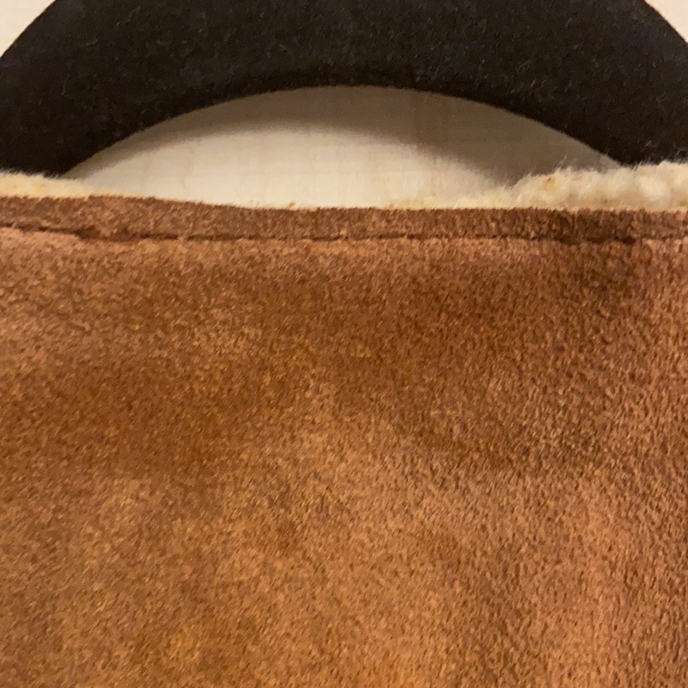 Vintage RARE 50s-60s Ralph Edwards brown leather button vest with Sherpa lining - Picture 8 of 9